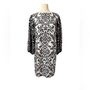 Chico's Black & White Printed Dress - Women's Long Sleeve Size 1.5
